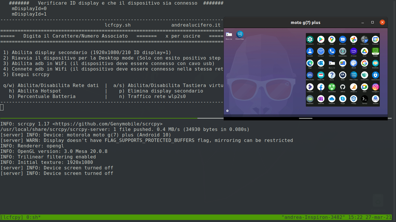 Scrcpy and Lcfcpy.sh